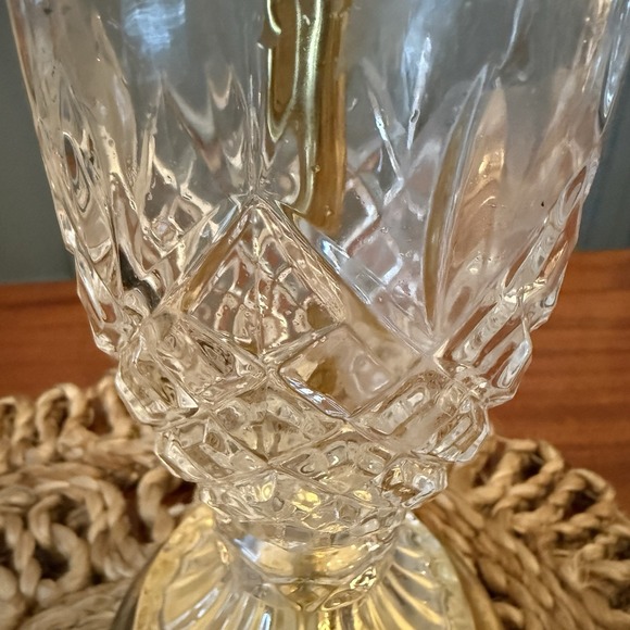 Vintage Cut-Glass Pineapple-Style Mini Accent Lamp – 15" – Gold-Tone Base - Picture 5 of 11